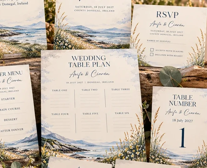 Close-up crop from the existing Wild Atlantic stationery suite artwork