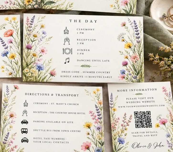 Close-up crop from the existing Wildflower stationery suite artwork